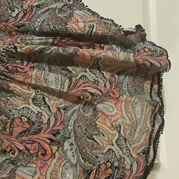 Victoria's Secret Vntg Deep V-Neck Swim Cover-Up Paisley Crochet Trim Mini Dress - Picture 9 of 14